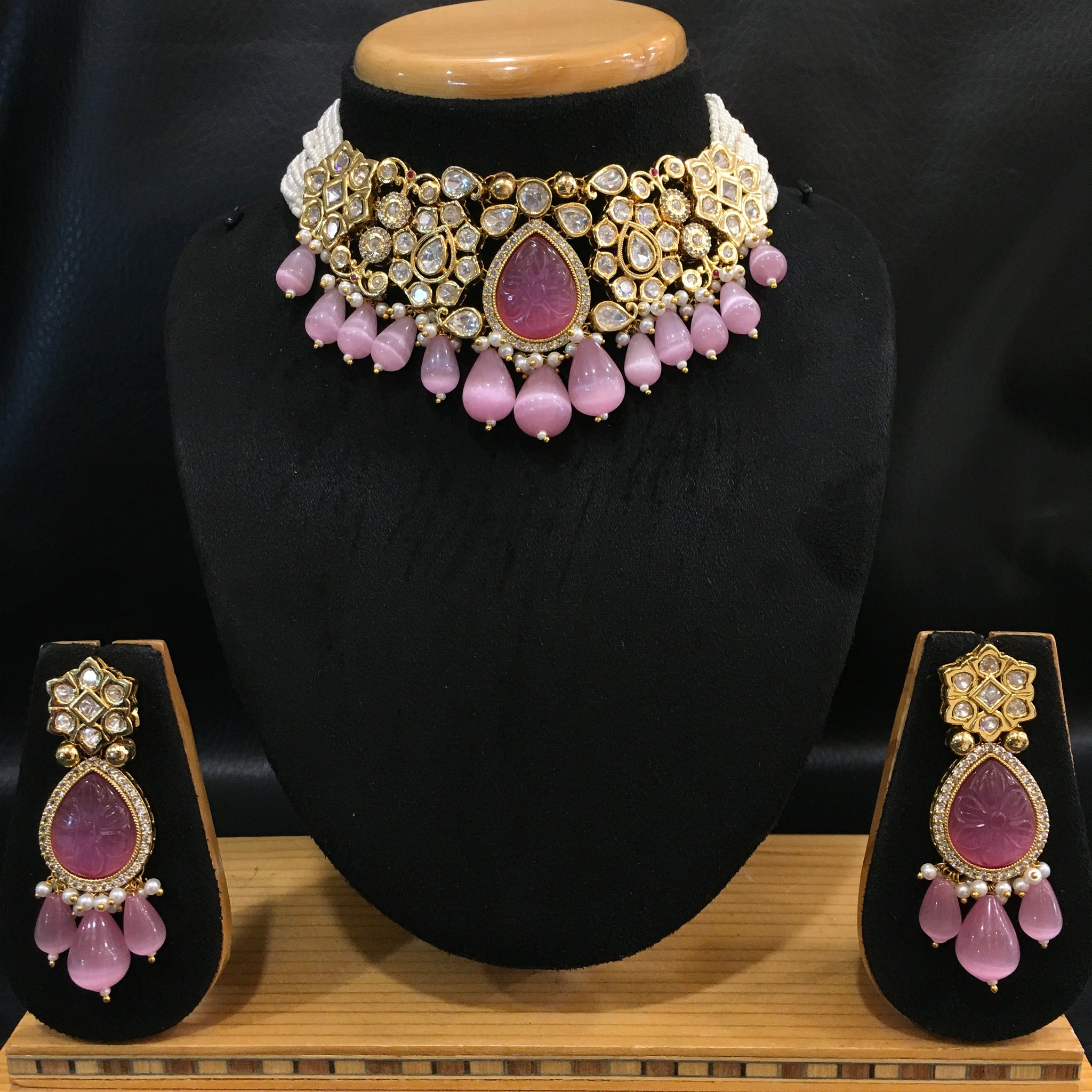Pink Kundan Necklace Set 20068-7252 - Dazzles Jewellery