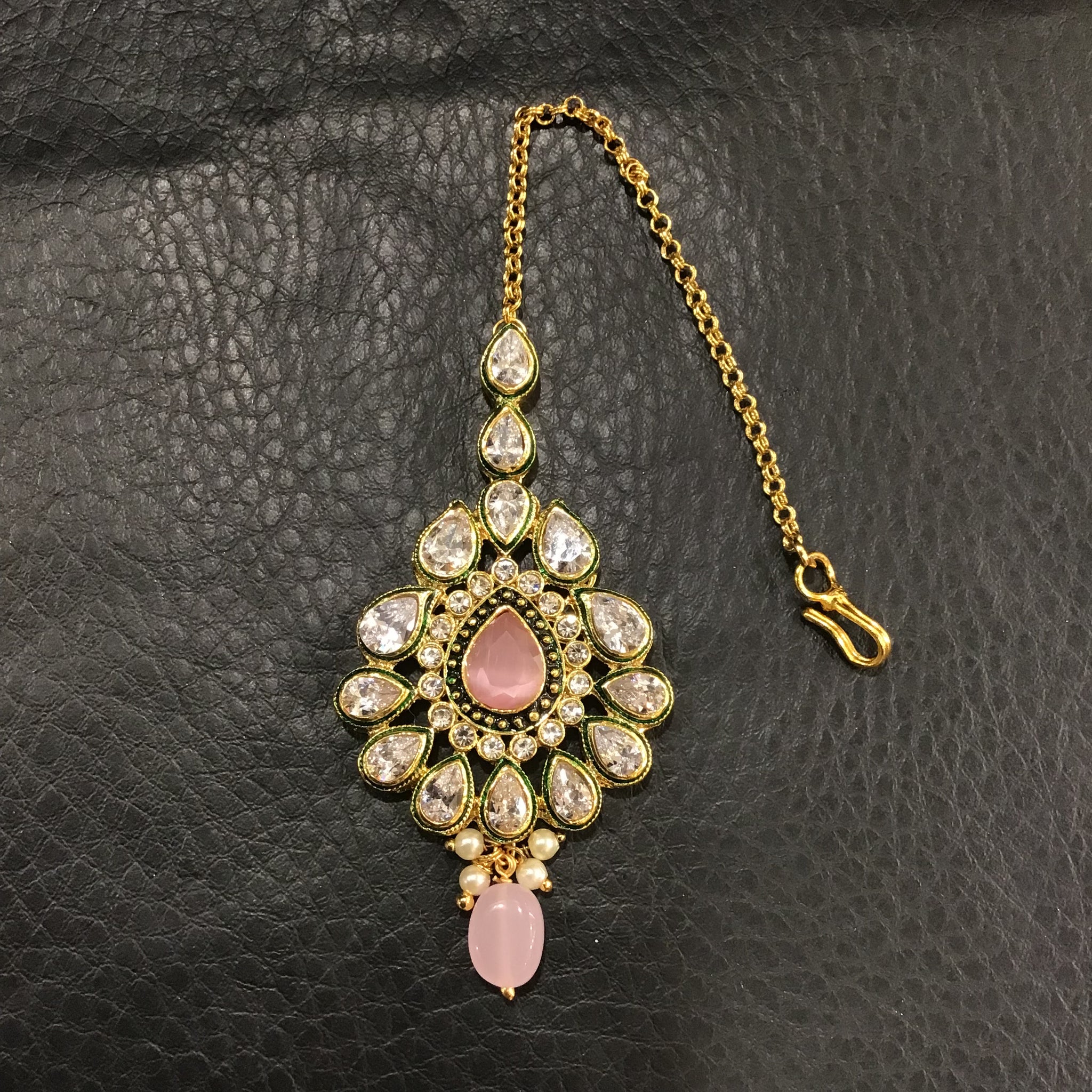 Kundan Polki Maang Tikka 4965-21 - Dazzles Jewellery