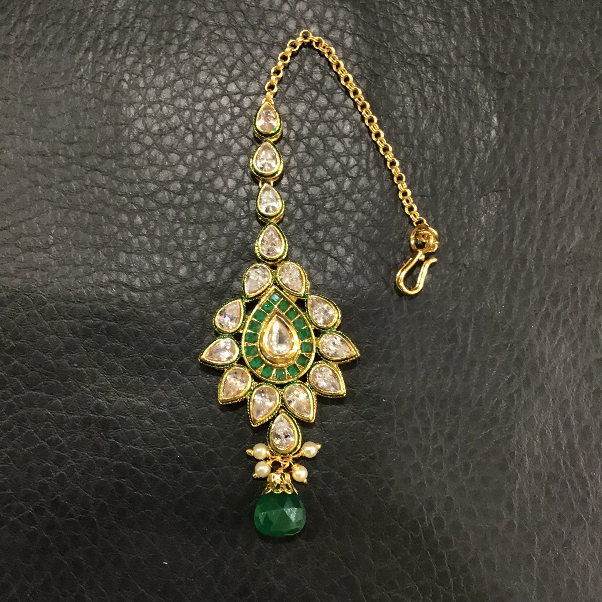 Kundan Polki Maang Tikka 4969-21 - Dazzles Jewellery