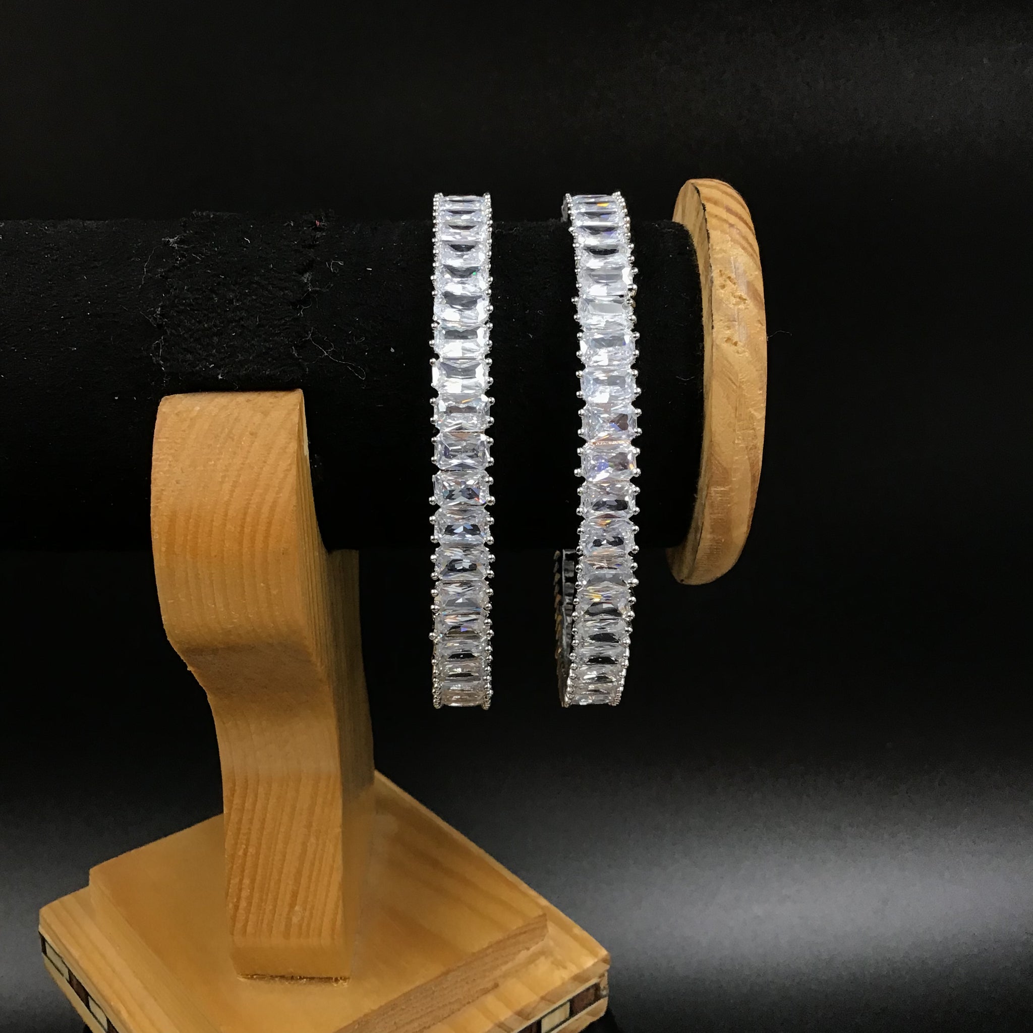 Pack of 2 Zircon/AD Bangles 3391-08 - Dazzles Jewellery