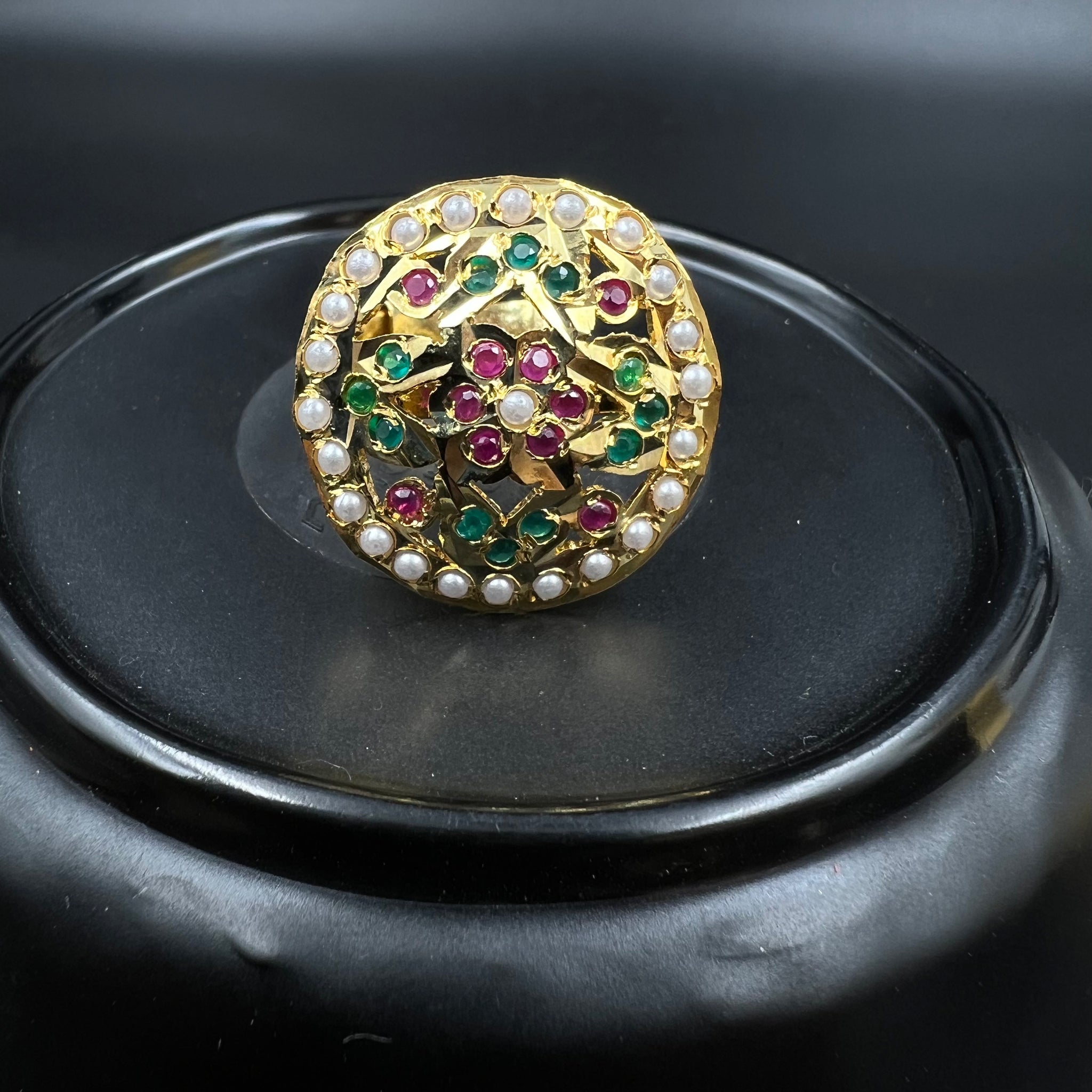 Adjustable Jadau Ring 5802-73 - Dazzles Jewellery