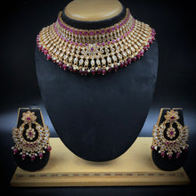 Choker Gold Look Necklace Set 4627-33 - Dazzles Jewellery
