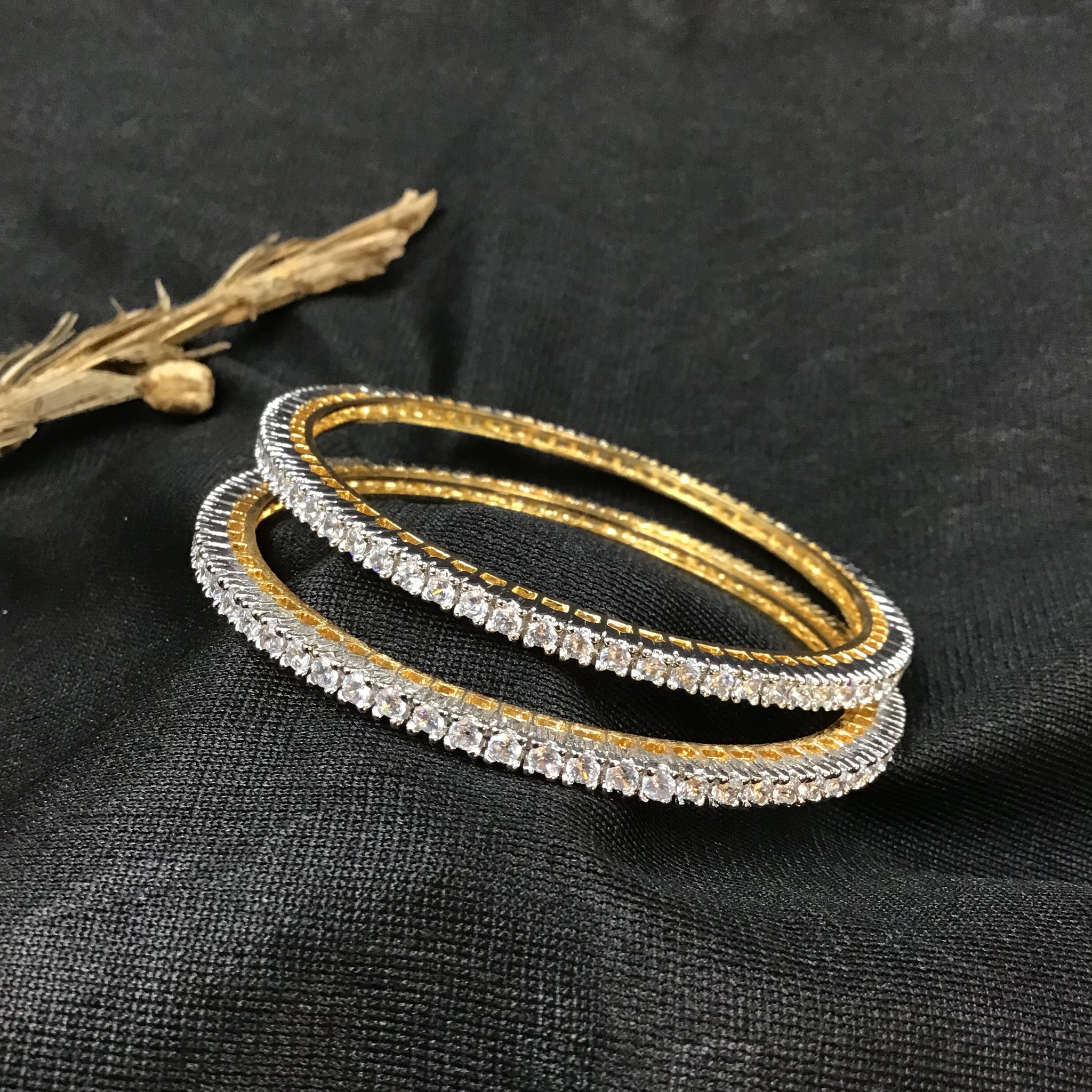 Pack of 2 Zircon/AD Bangles 3406-08 - Dazzles Jewellery