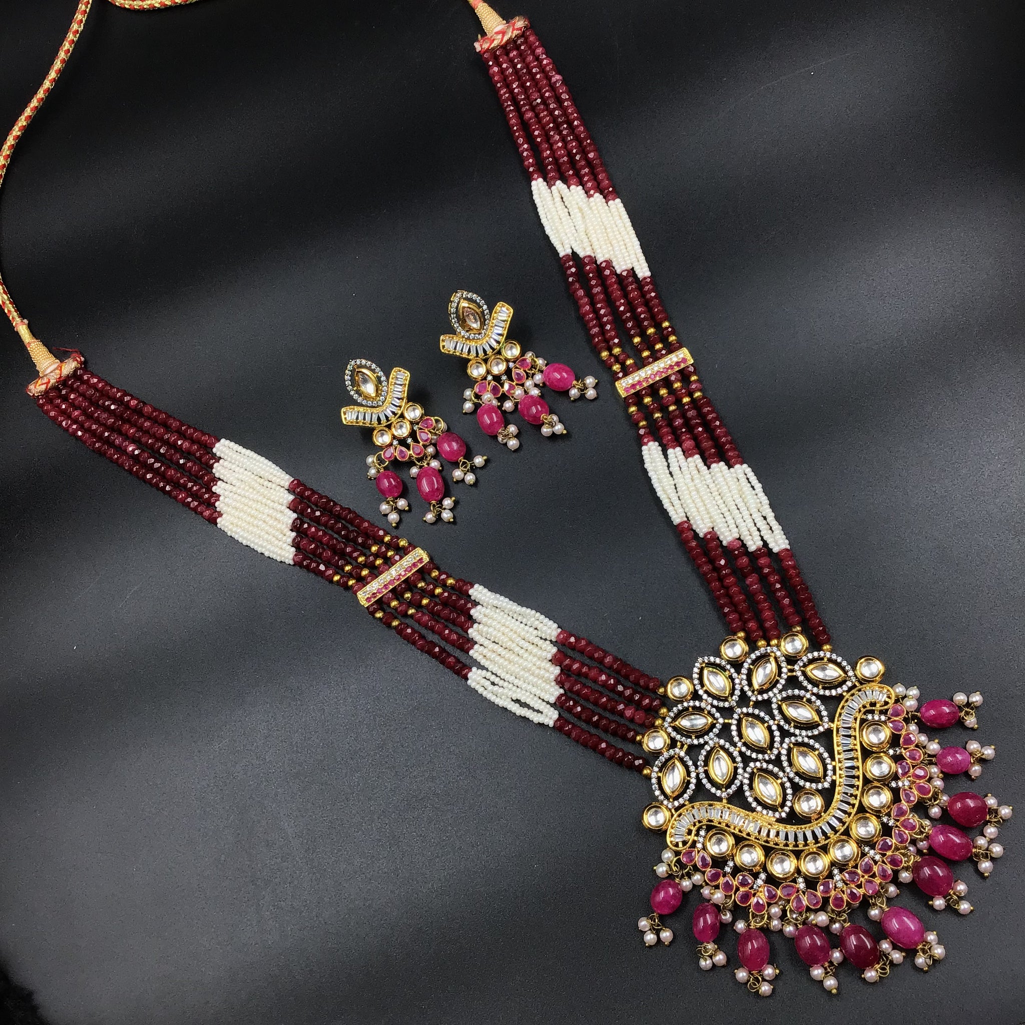 Kundan Pearl Pendant Set 8201-2026 - Dazzles Jewellery