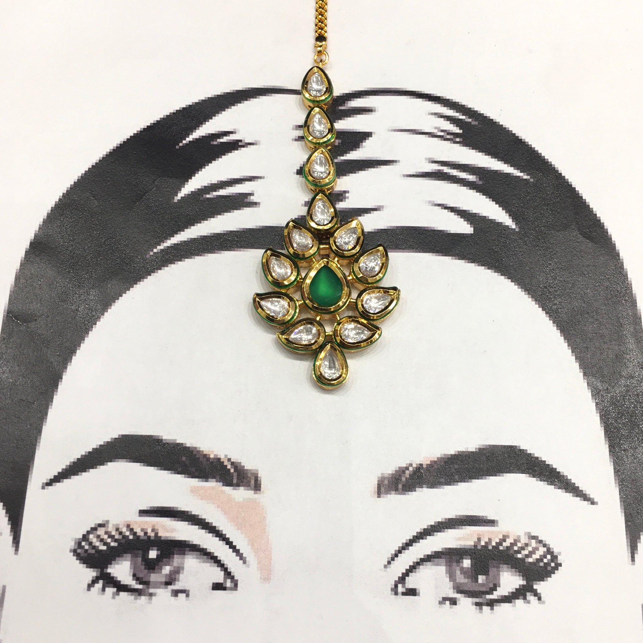 Kundan Maang Tikka 5897-28 - Dazzles Jewellery