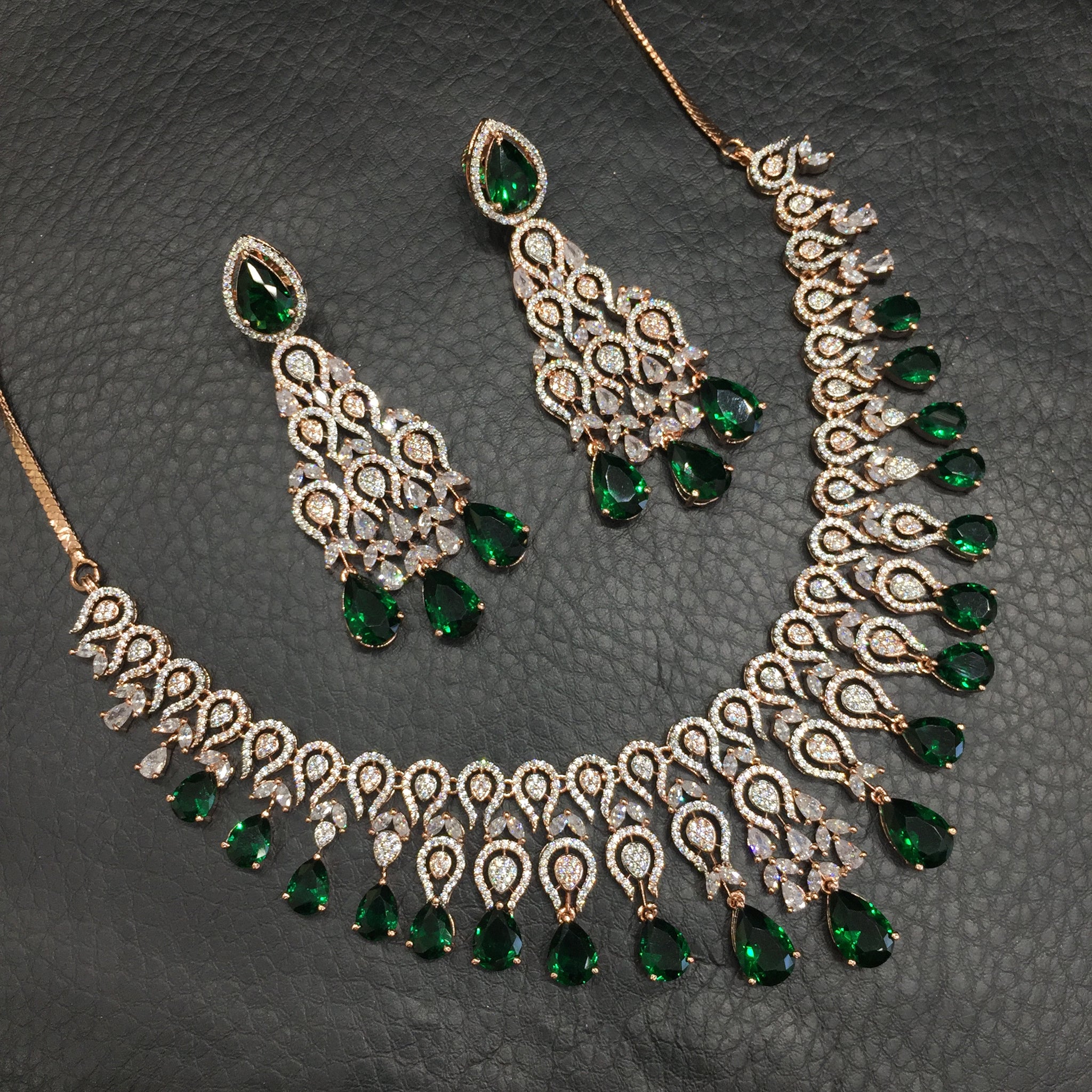 Round Neck Zircon/AD Necklace Set 4147-69 - Dazzles Jewellery