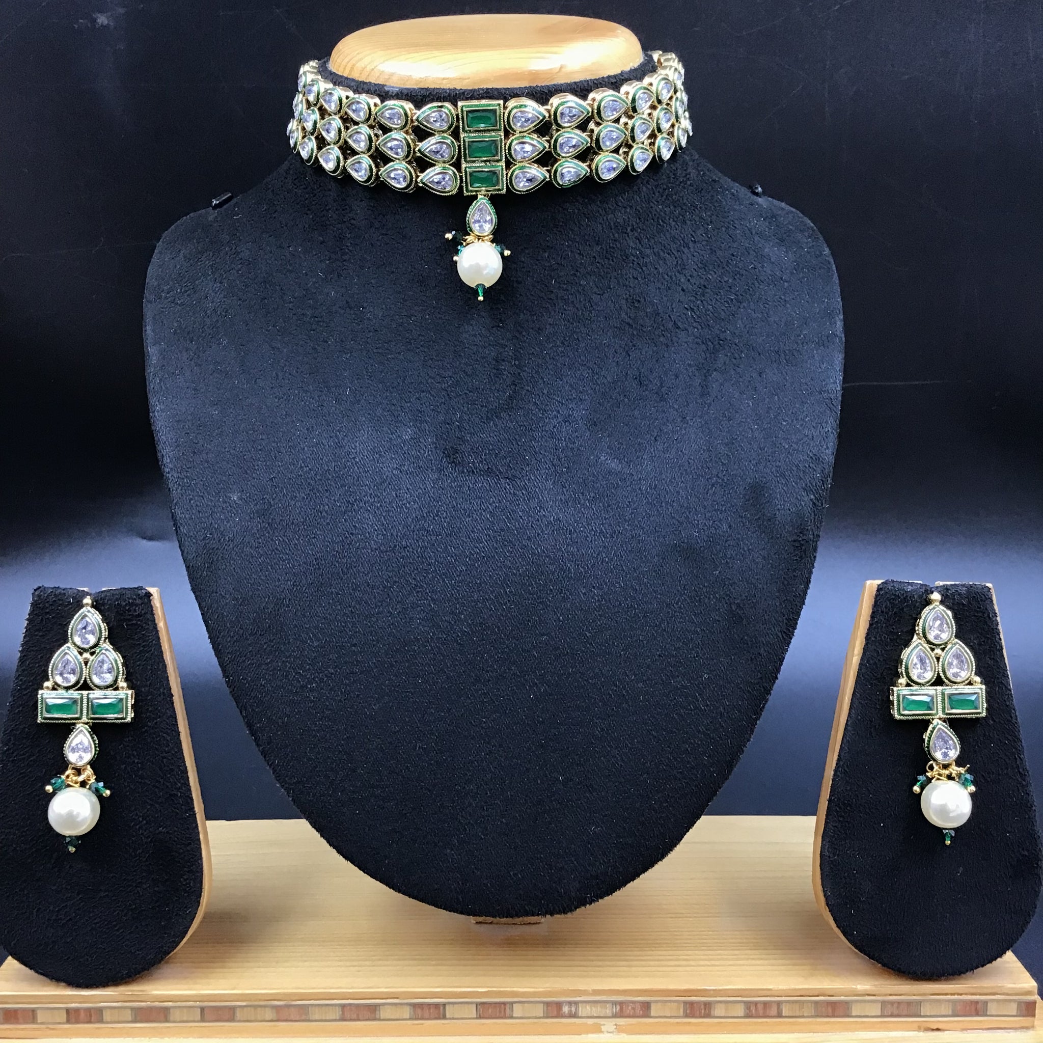 Choker Polki Necklace Set 5761-21 - Dazzles Jewellery