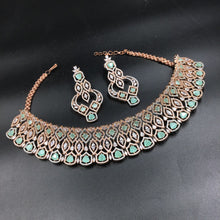 Mint Green Zircon/AD Necklace Set - Dazzles Jewellery