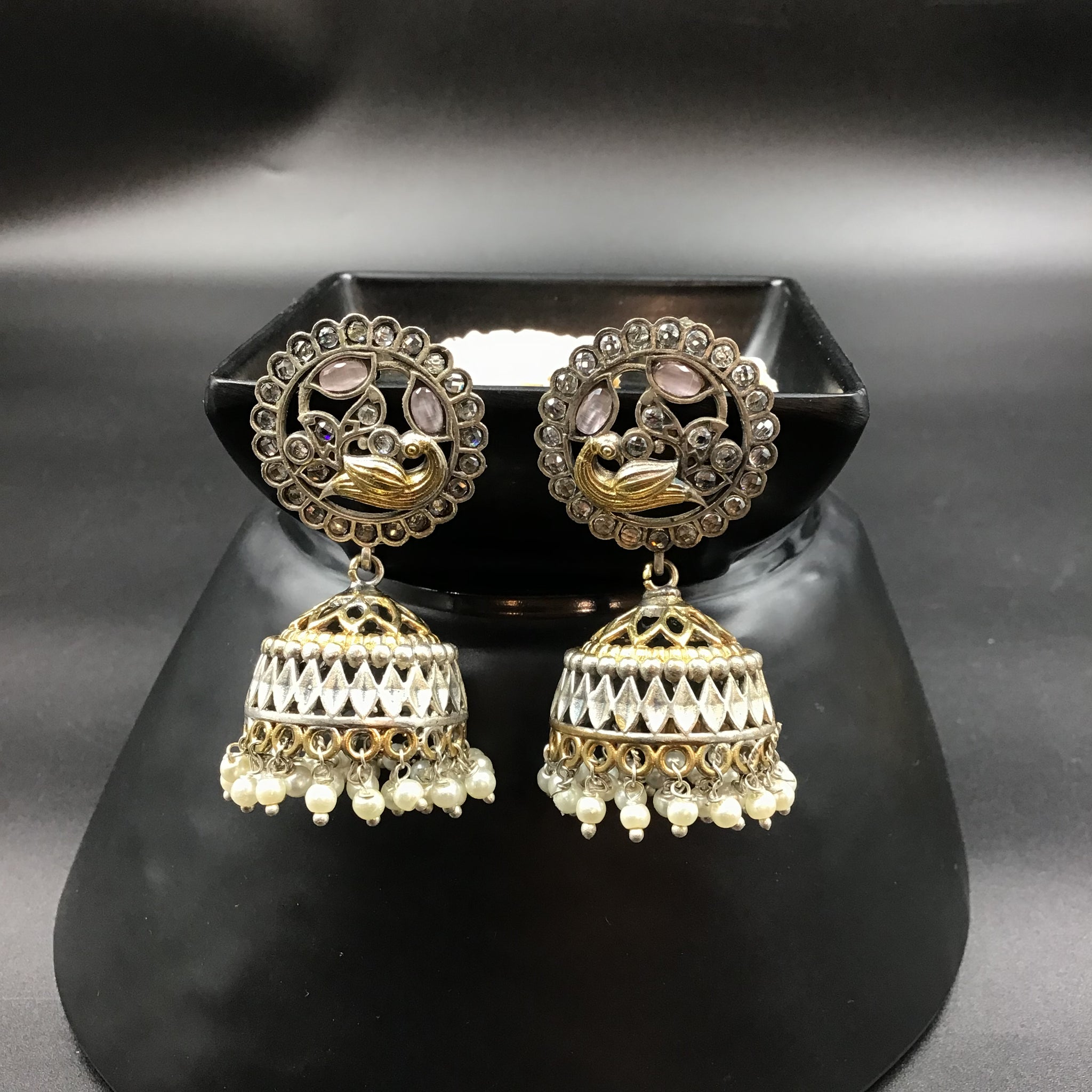 Jhumki Oxidized Earring 4690-59 - Dazzles Jewellery