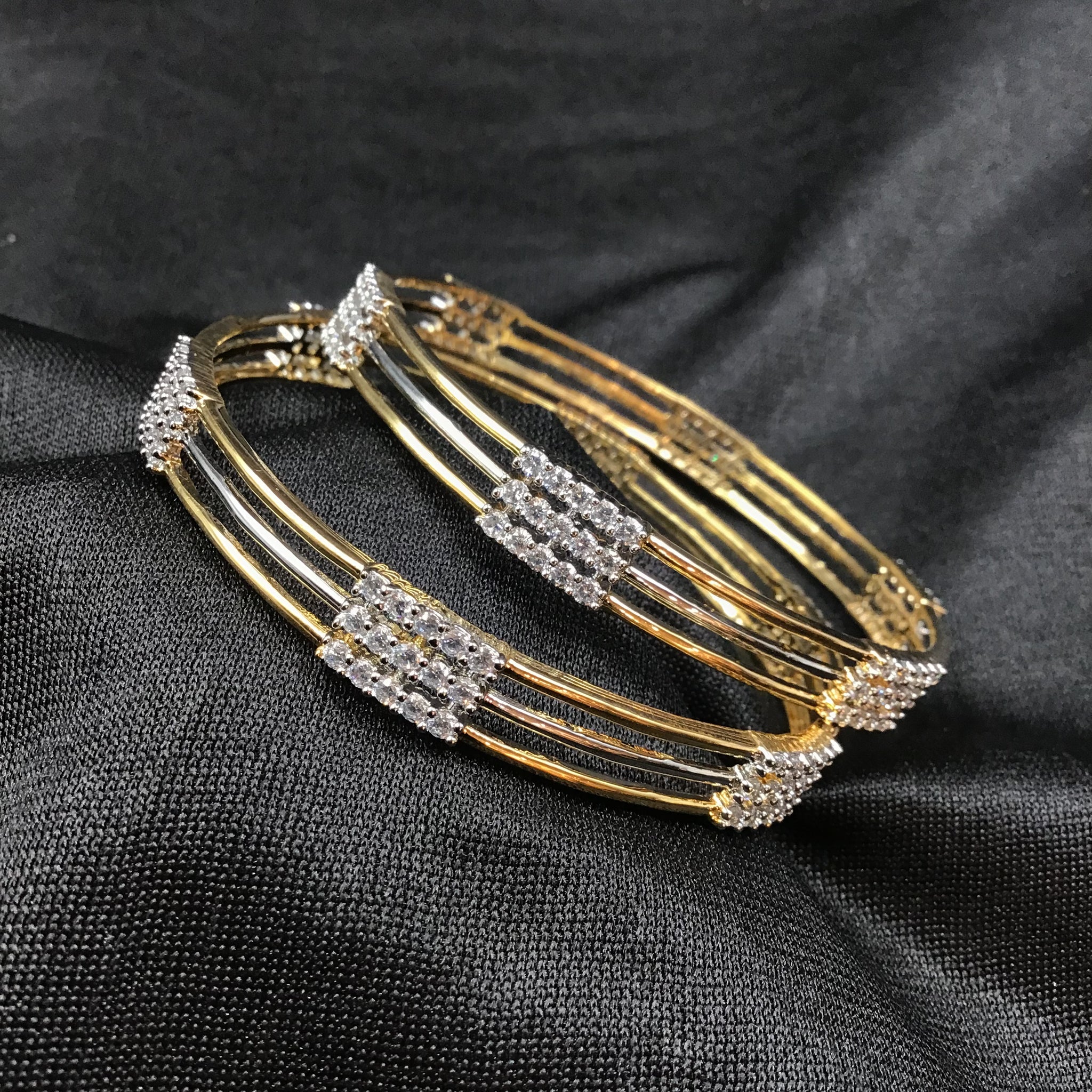 Pack of 2 Zircon/AD Bangles 3373-08 - Dazzles Jewellery