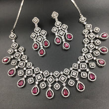 Silver Polish Zircon/AD Necklace Set 6757-69 - Dazzles Jewellery