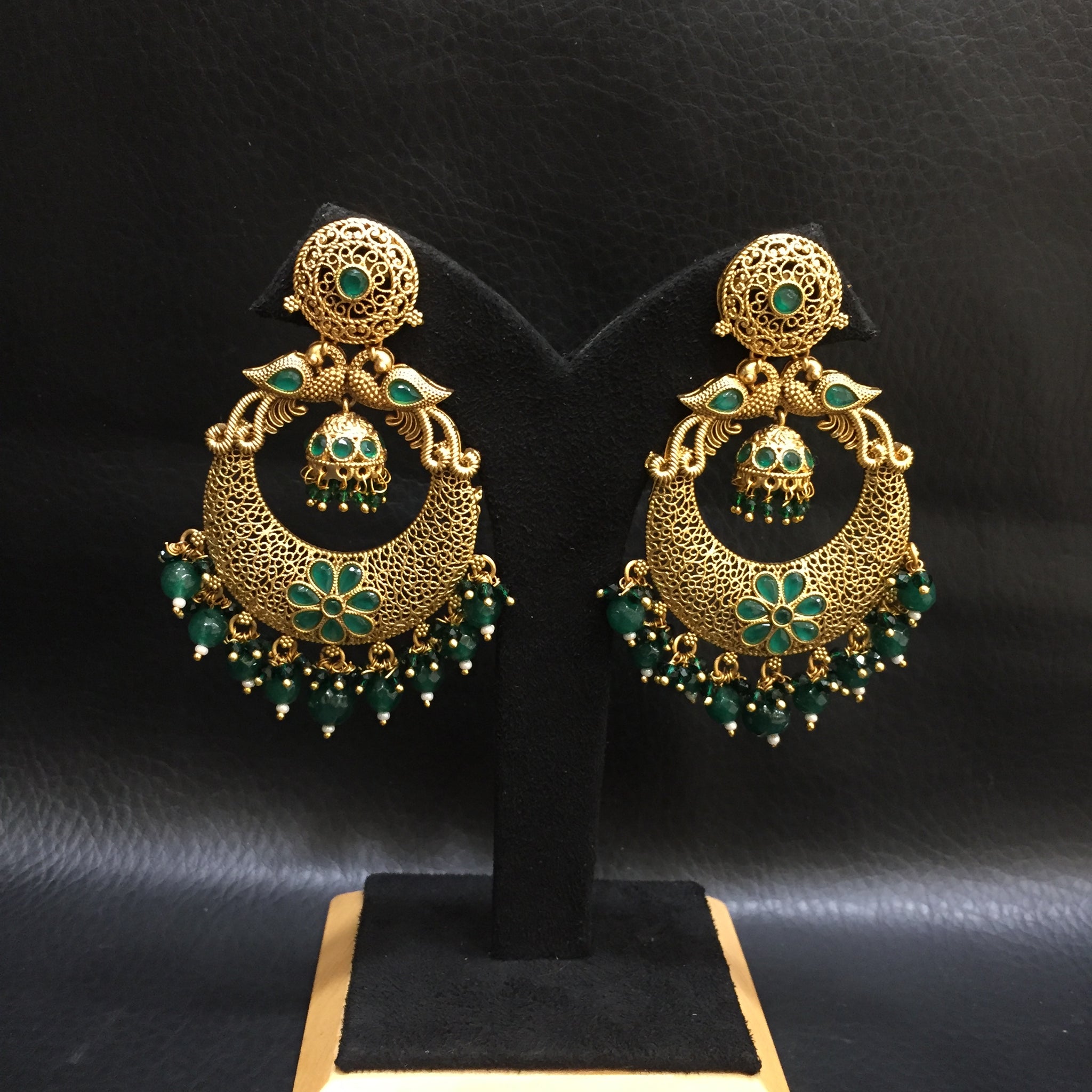 Green Gold Look Earring - Dazzles Jewellery