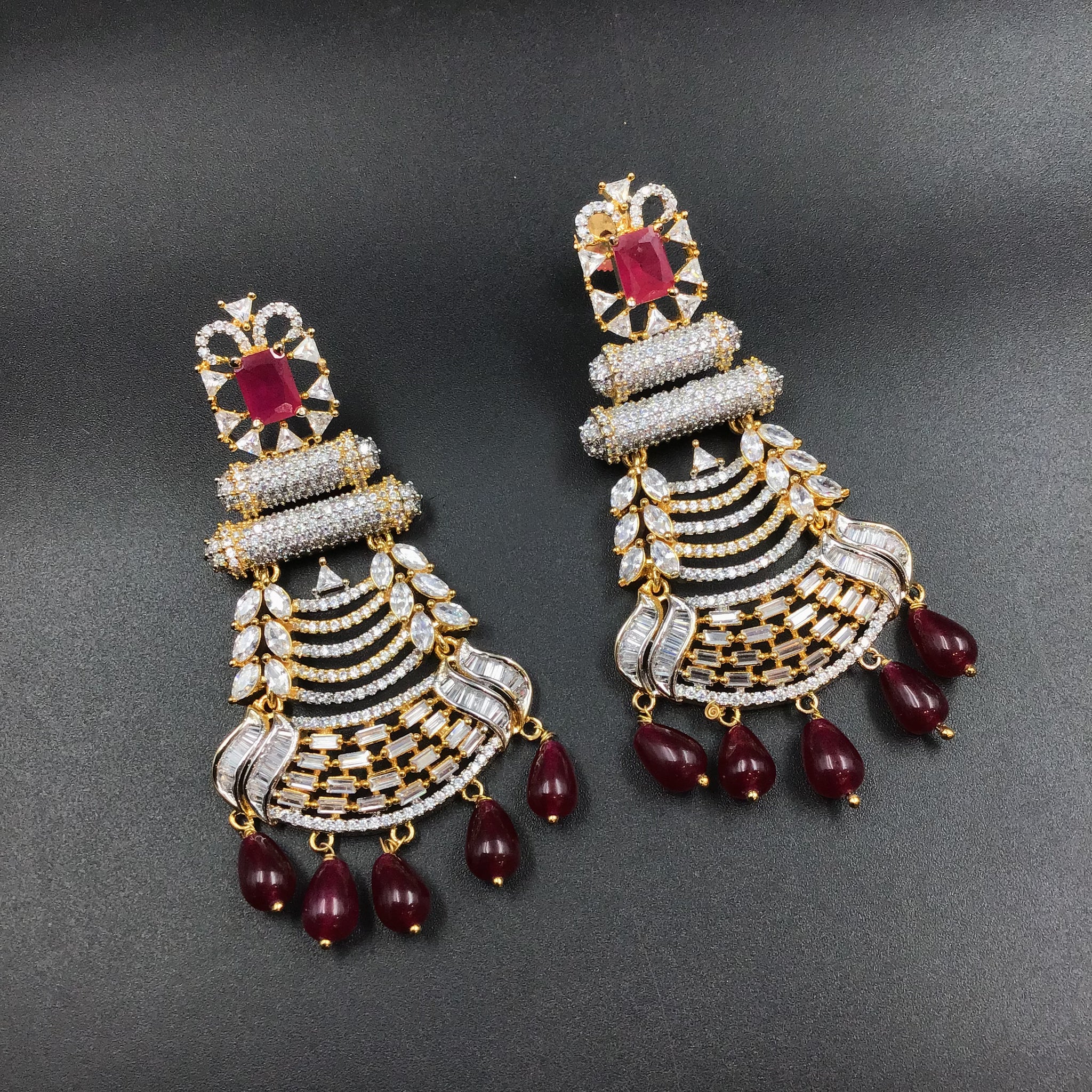 Ruby Zircon/AD Earring 6554 - Dazzles Jewellery