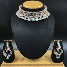 Mint Green Zircon/AD Necklace Set - Dazzles Jewellery