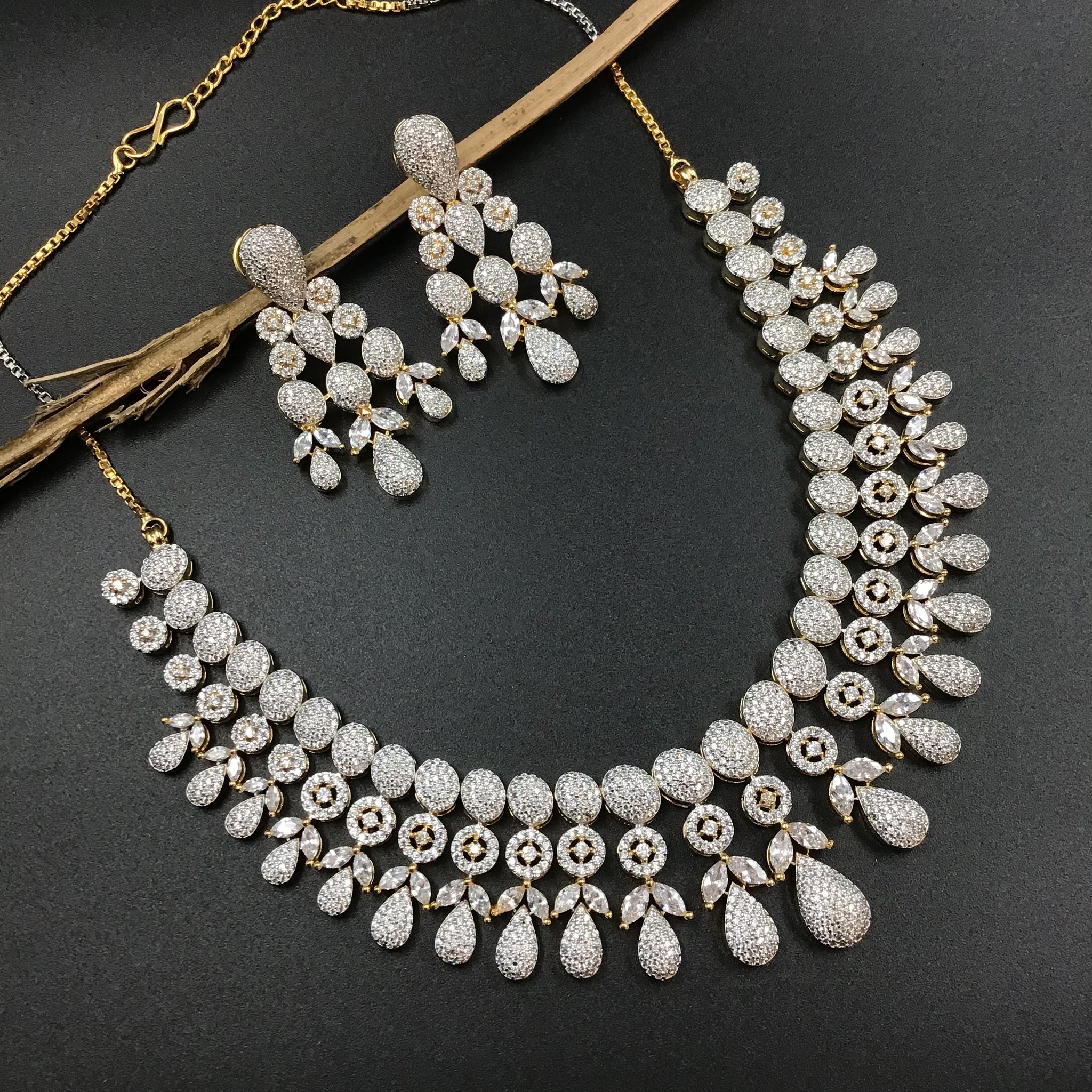 Round Neck Zircon/AD Necklace 3278-08 - Dazzles Jewellery