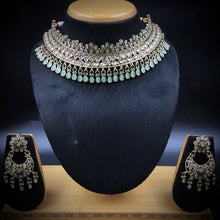 Mint Green Antique Necklace Set 12689-9221 - Dazzles Jewellery
