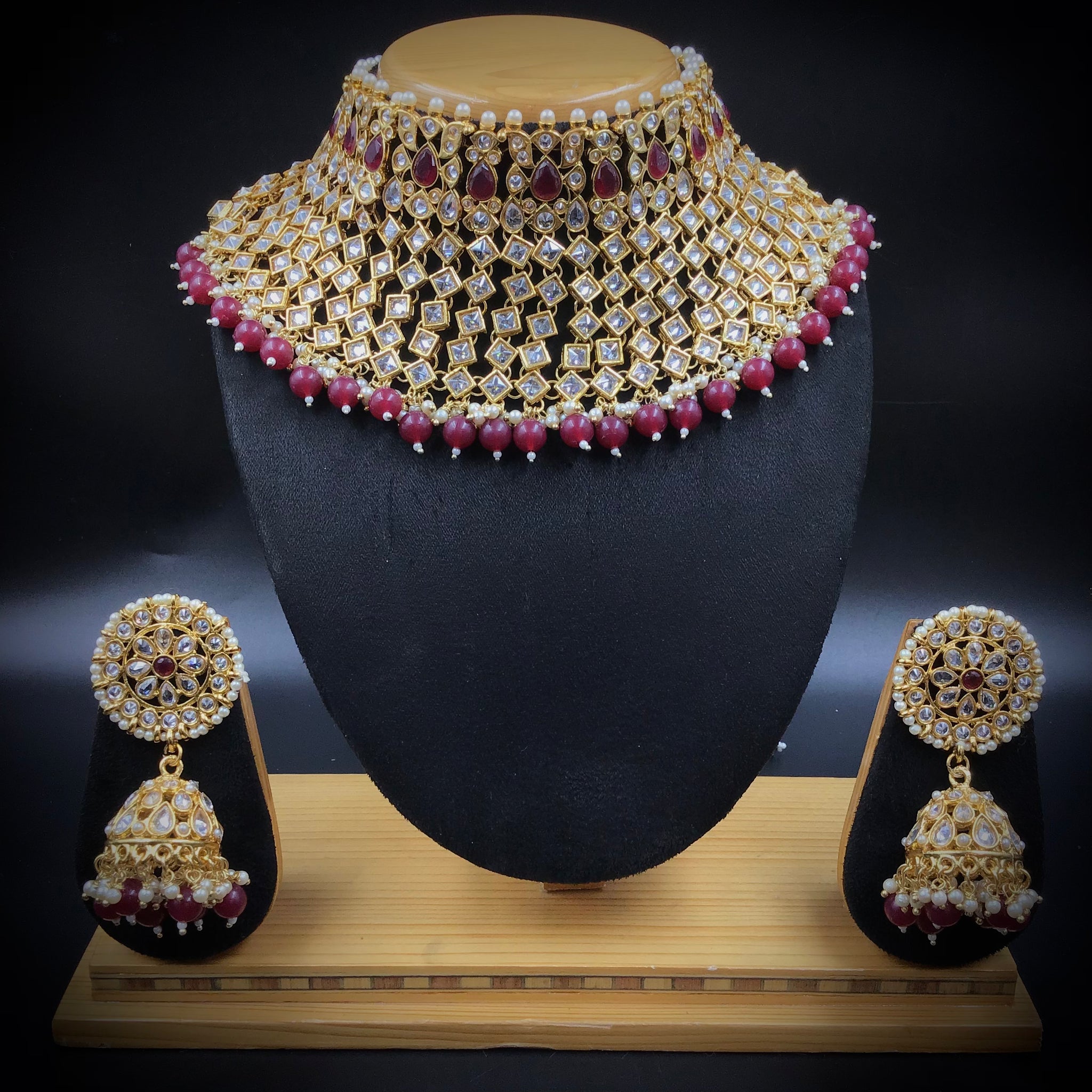 Ruby Polki Necklace Set 14543-1632 - Dazzles Jewellery