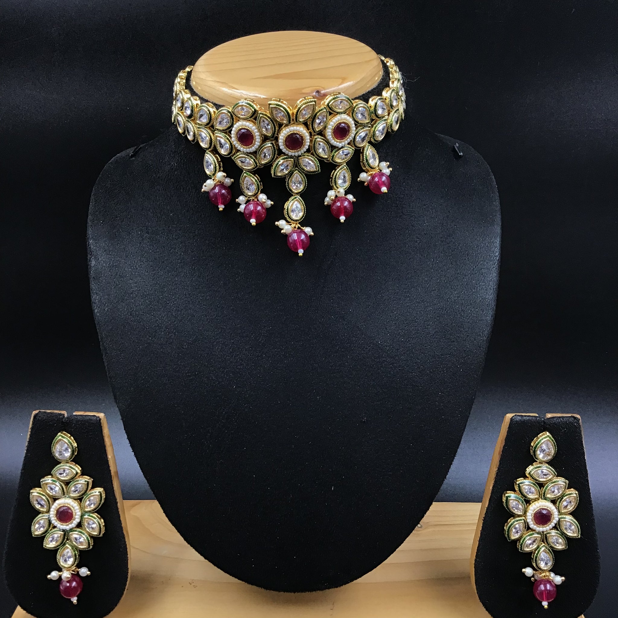 Choker Polki Necklace Set 4869-21 - Dazzles Jewellery