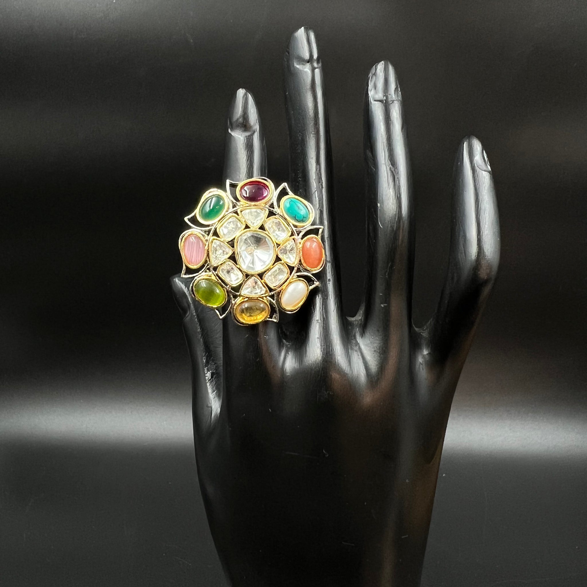 Kundan Ring 4470-82 - Dazzles Jewellery