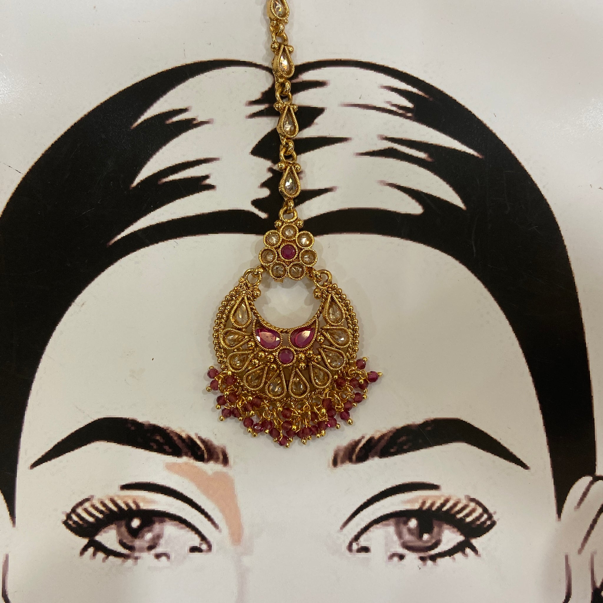Polki Maang Tikka 1578-28 - Dazzles Jewellery