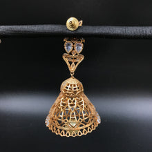 Rose Matte Gold Plated Zircon/AD Jhumki 4973-9038 - Dazzles Jewellery