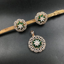 Rose Gold Polish Zircon/AD Pendant Set 6833-69 - Dazzles Jewellery