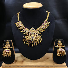 Ruby Green Gold Look Necklace Set 16697-3844 - Dazzles Jewellery