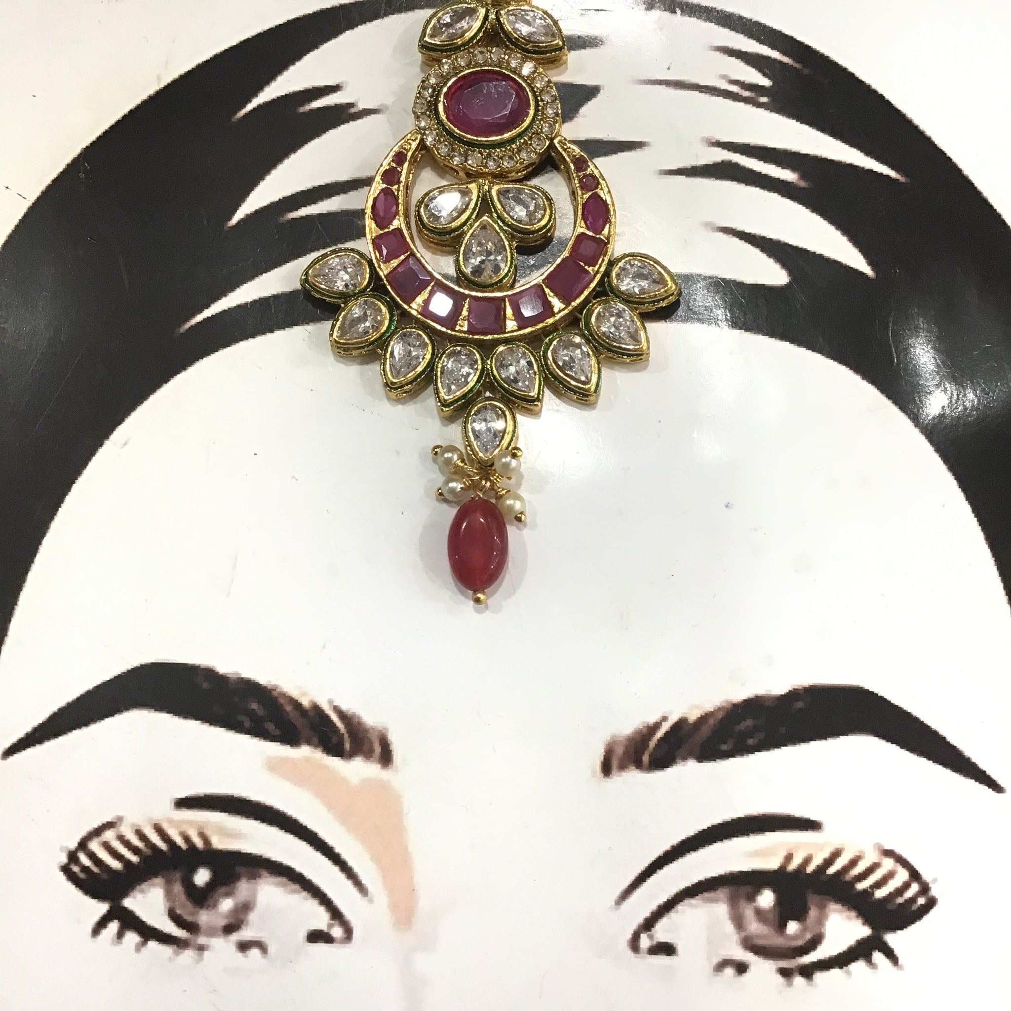 Kundan Polki Maang Tikka 4968-21 - Dazzles Jewellery