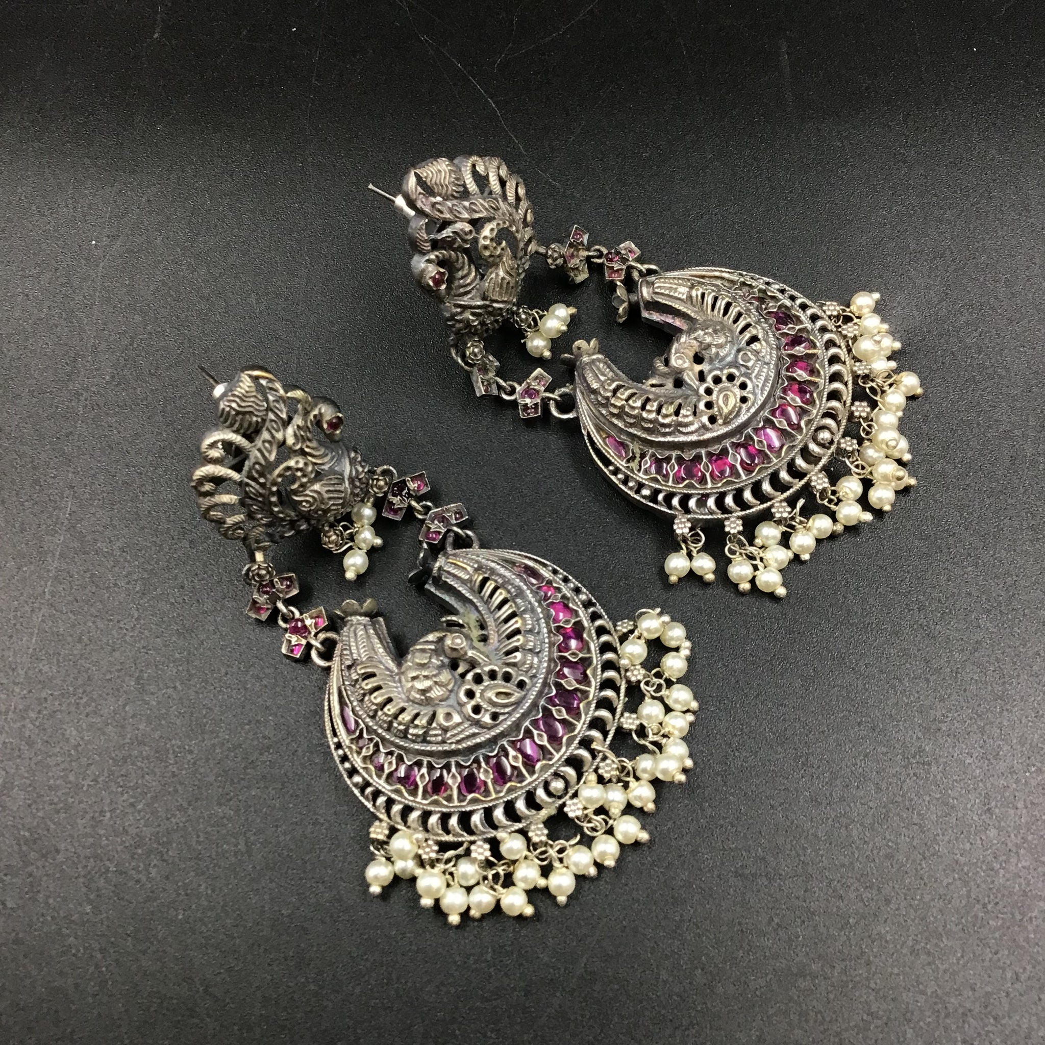 Chandbali Oxidized Earring 4705-59 - Dazzles Jewellery
