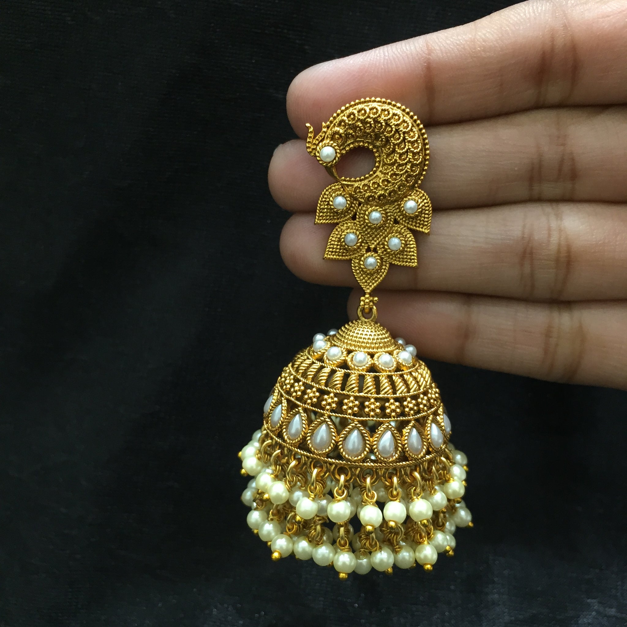 Jhumki Antique Earring 5847-28 - Dazzles Jewellery