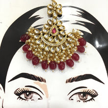 Kundan Ruby Maang Tikka 18987-6169 - Dazzles Jewellery