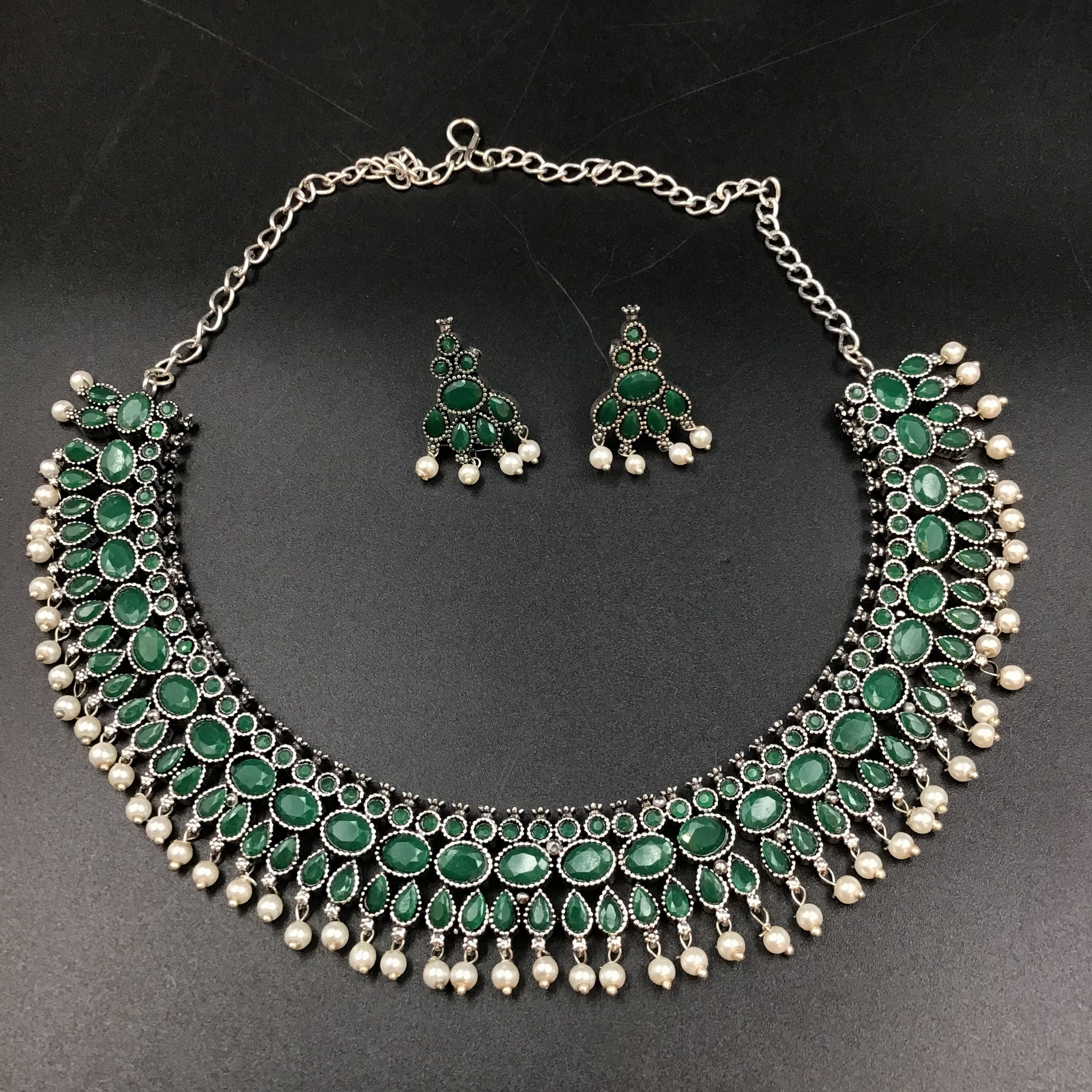 Round Neck Oxidized Necklace Set 4368-R - Dazzles Jewellery