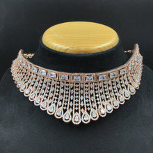 Rose Gold Zircon/AD Choker Set 15217-2364 - Dazzles Jewellery