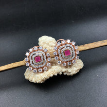 Rose Gold Plated Square Zircon/AD Tops Studs 14061 - Dazzles Jewellery
