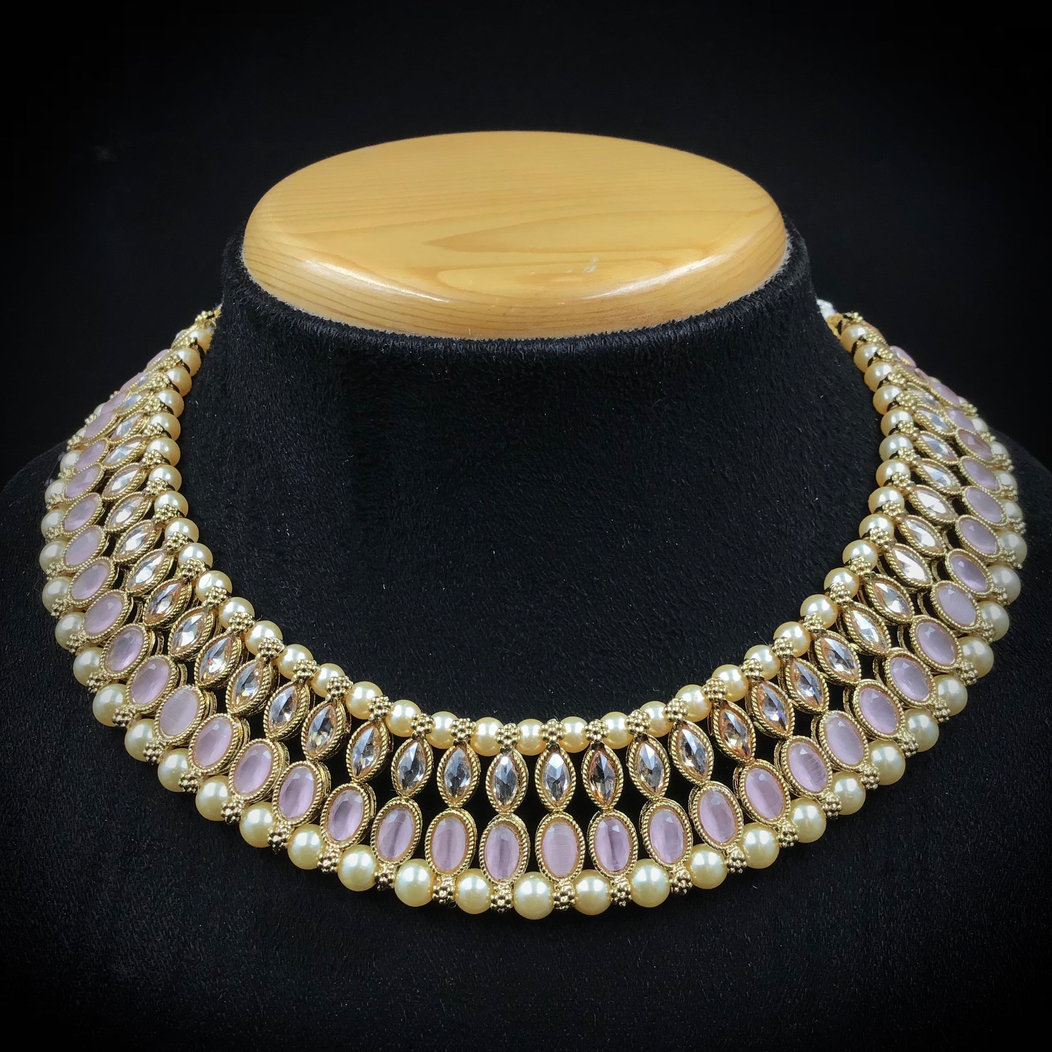 Pink Antique Necklace Set - Dazzles Jewellery