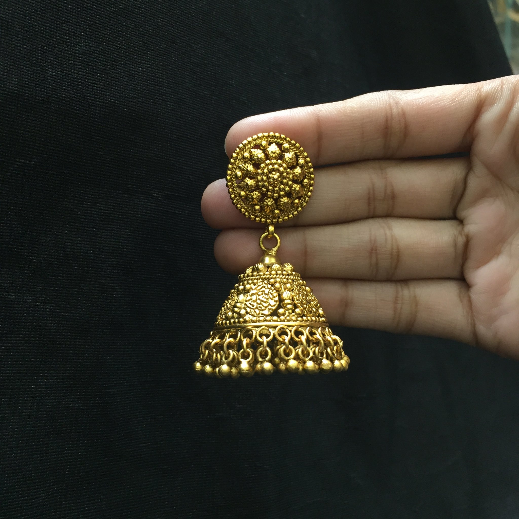 Jhumki Antique Earring 5842-28 - Dazzles Jewellery