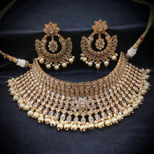 Choker Gold Look Necklace Set 4632-33 - Dazzles Jewellery