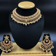 Gold Plated Stone Necklace Set 12678-28 - Dazzles Jewellery