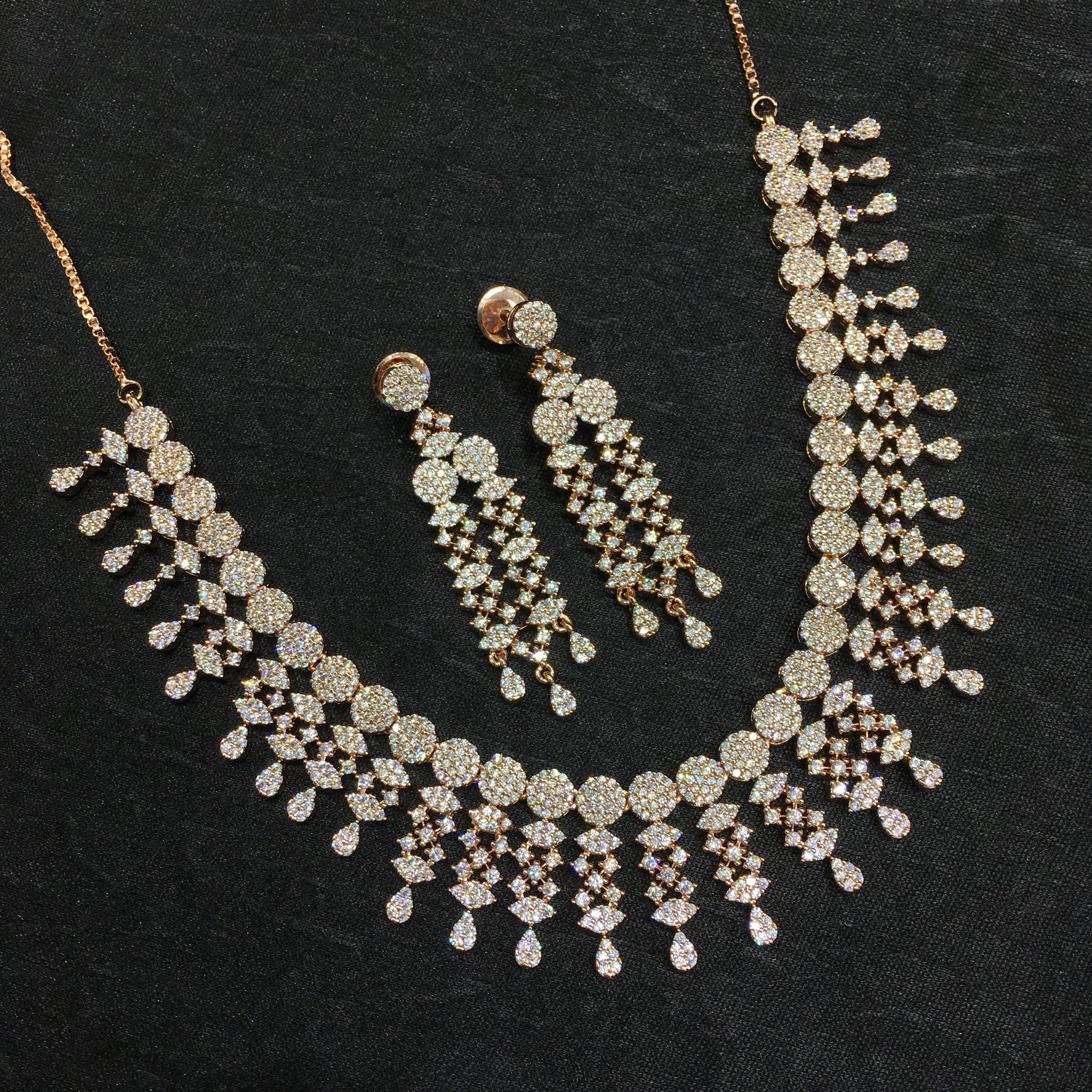 Round Neck Zircon/AD Necklace Set 6214-08 - Dazzles Jewellery