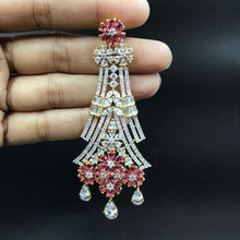 Ruby Zircon/AD Long Earring 10881-6680 - Dazzles Jewellery