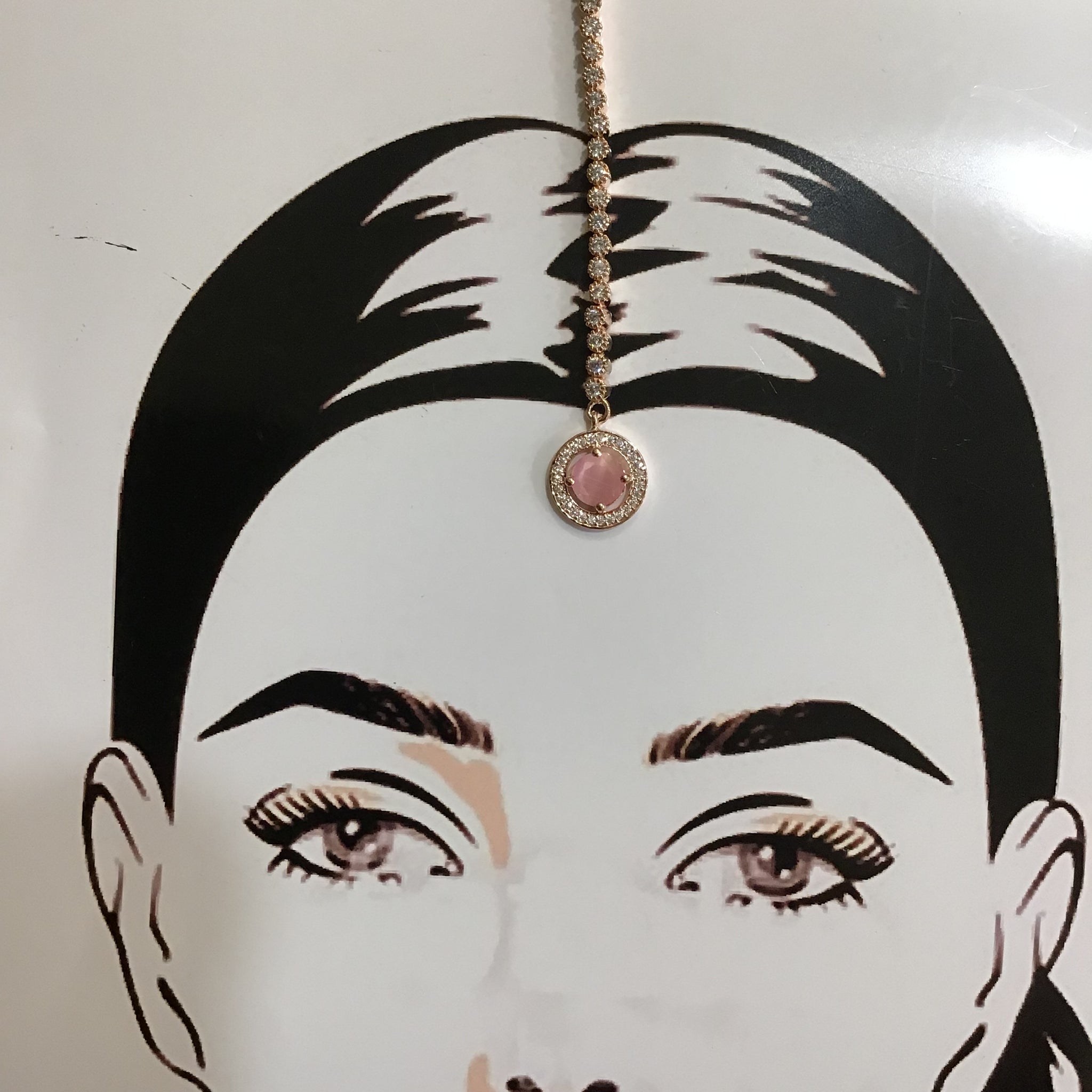Zircon/AD Maang Tikka 1201-69 - Dazzles Jewellery