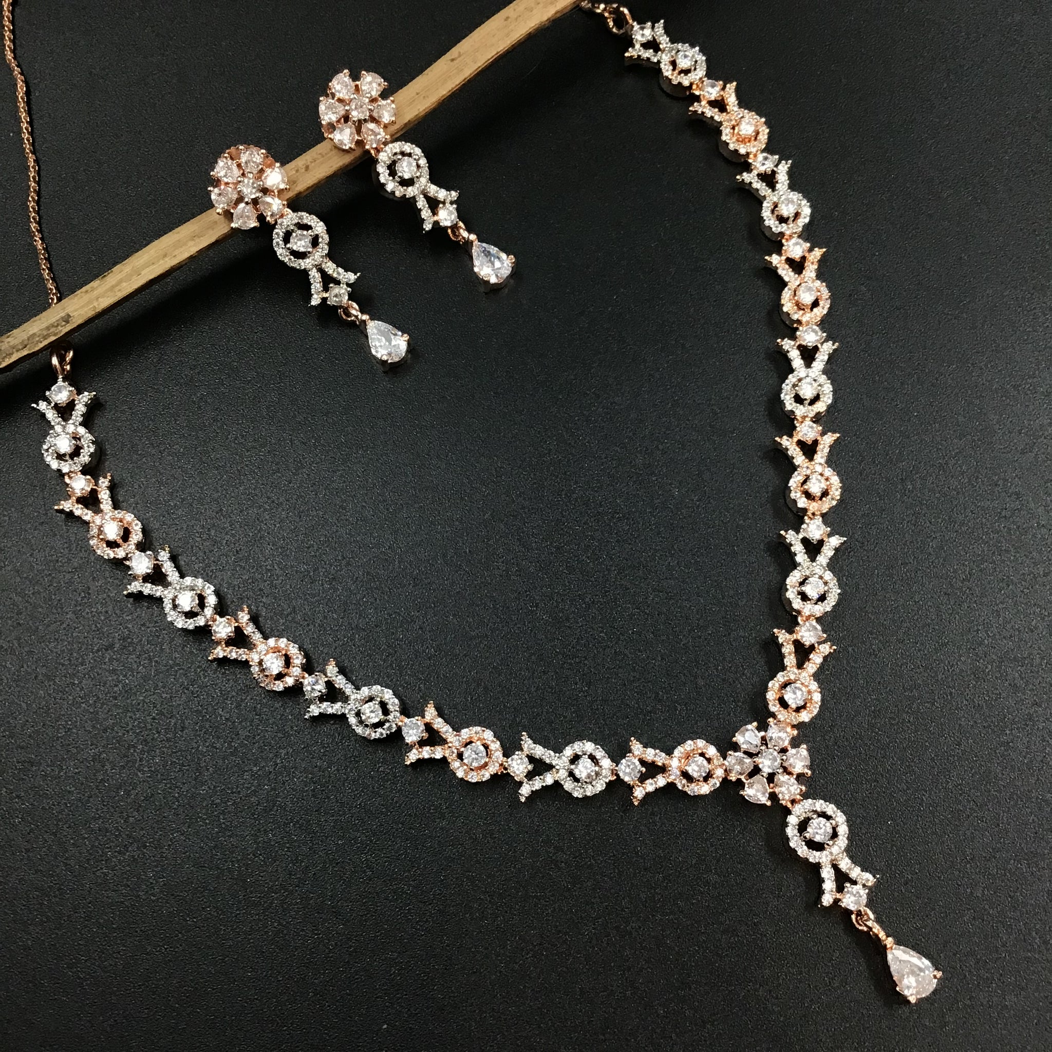 Round Neck Zircon/AD Necklace Set 3171-11 - Dazzles Jewellery