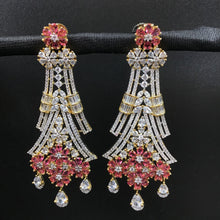 Ruby Zircon/AD Long Earring 10881-6680 - Dazzles Jewellery