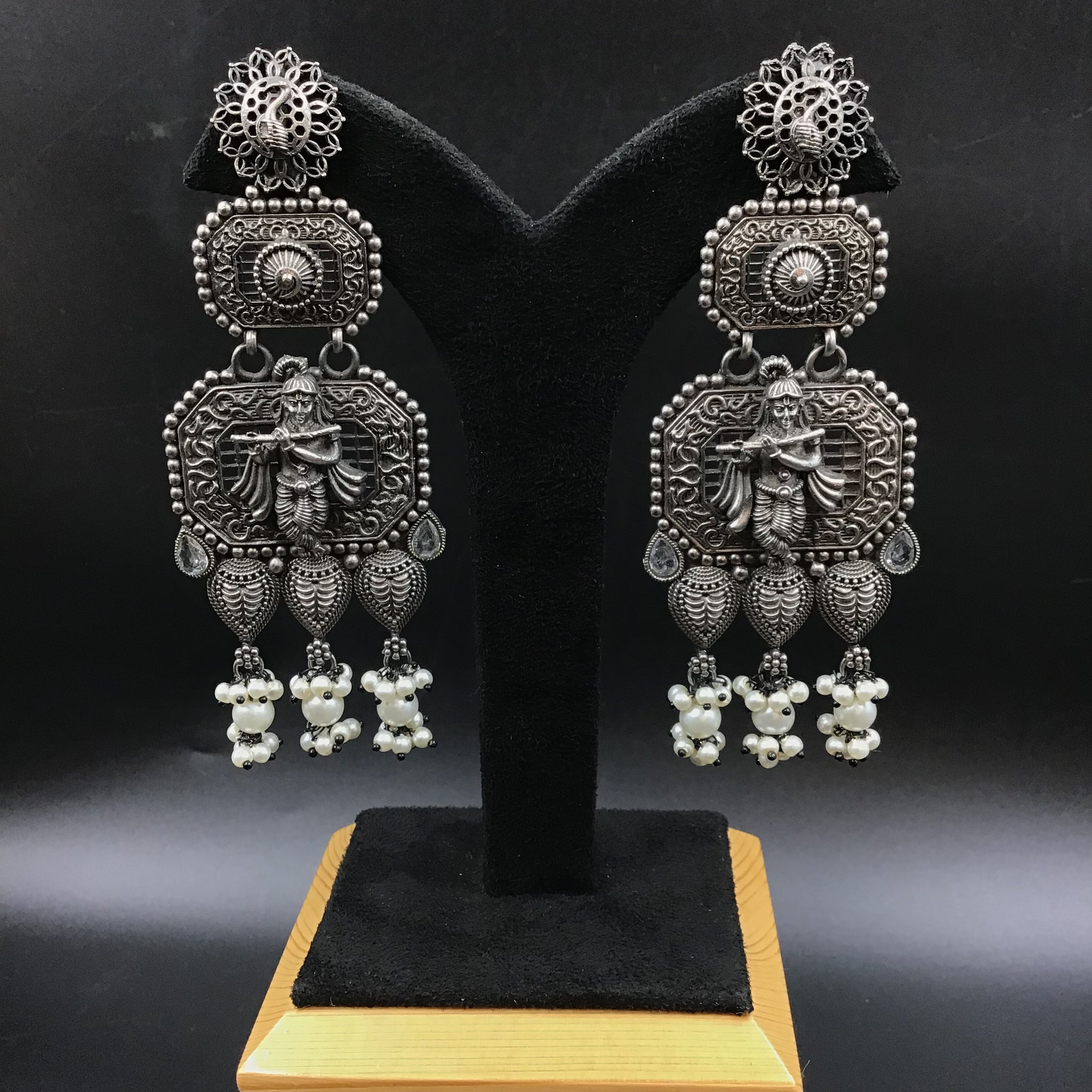 Danglers Oxidized Earring 4334-81 - Dazzles Jewellery
