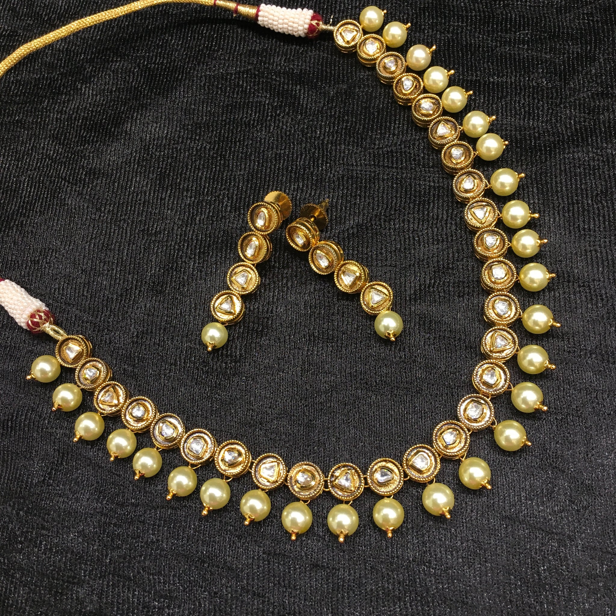 Gold Kundan Necklace Set - Dazzles Jewellery