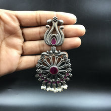 Ruby Oxidized Earring - Dazzles Jewellery
