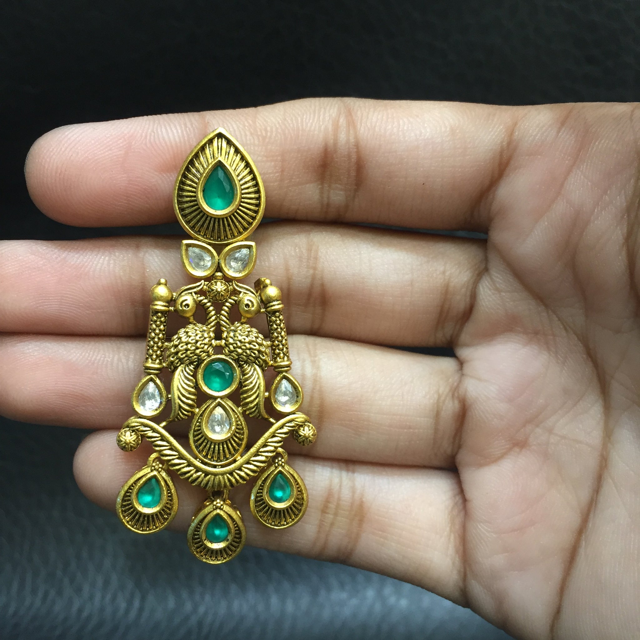 Green Gold Look Earring - Dazzles Jewellery