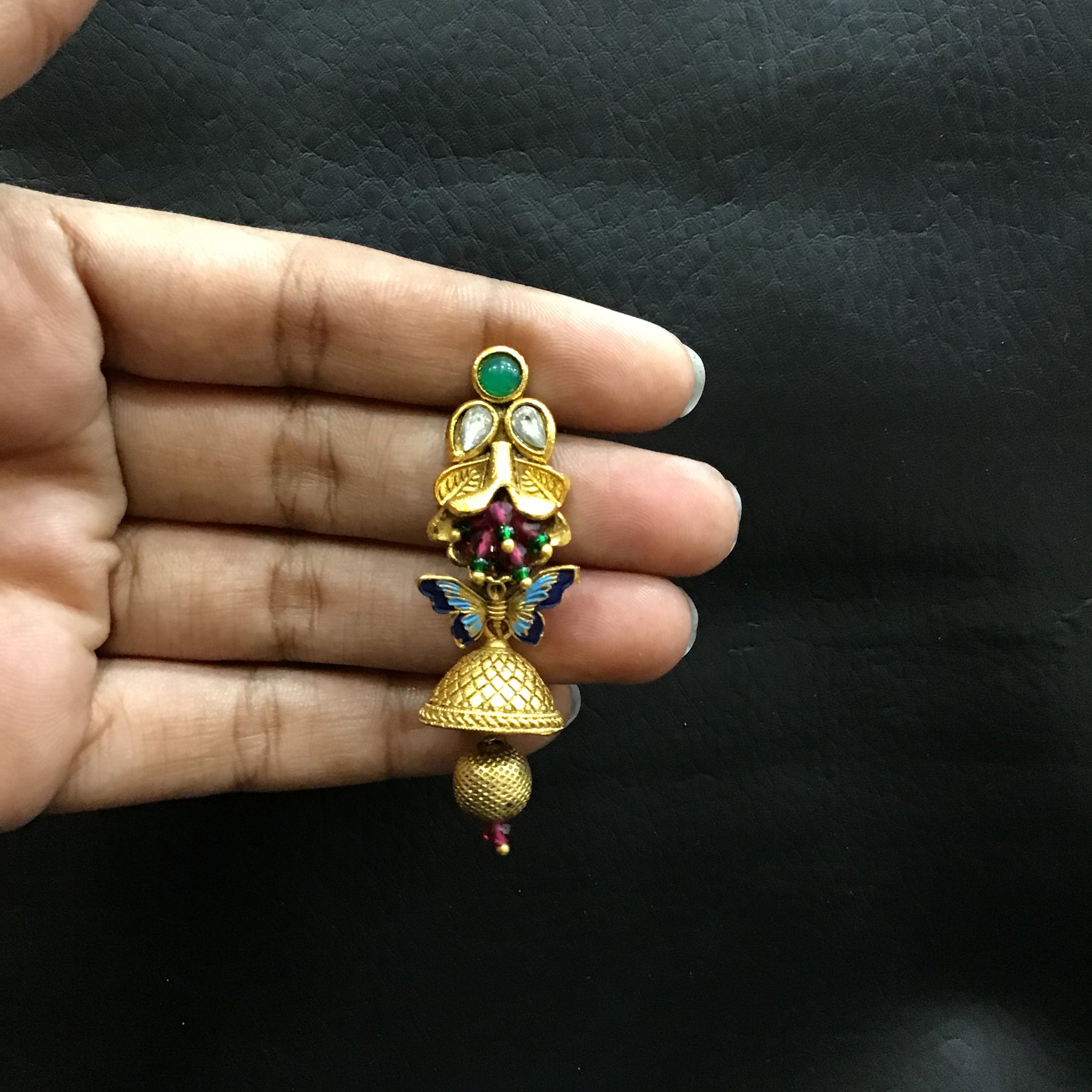 Ruby Green Gold Look Pendant Set - Dazzles Jewellery