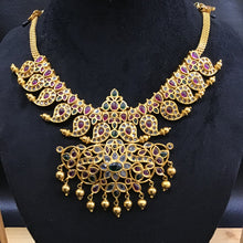 Ruby Green Gold Look Necklace Set 16697-3844 - Dazzles Jewellery