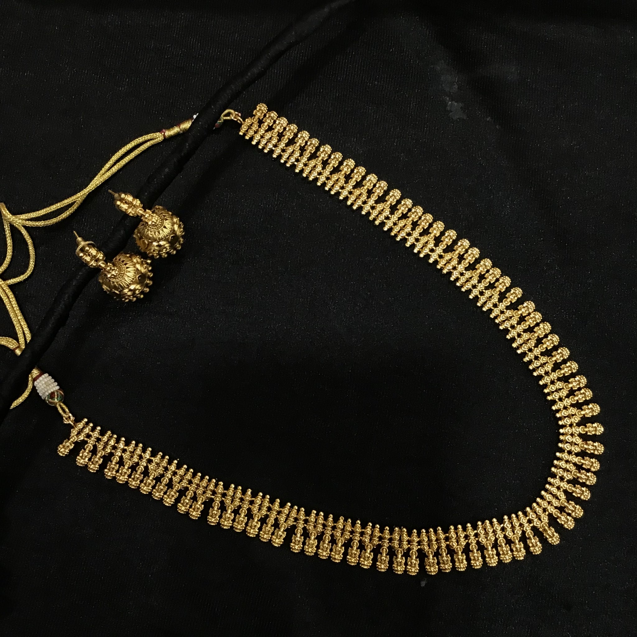 Long Neck Temple Necklace Set 3640-28 - Dazzles Jewellery
